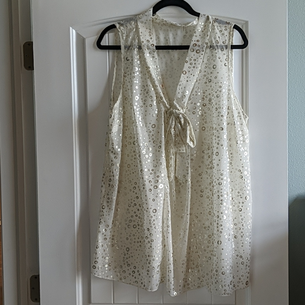 Modcloth Poema tie front blouse 1x